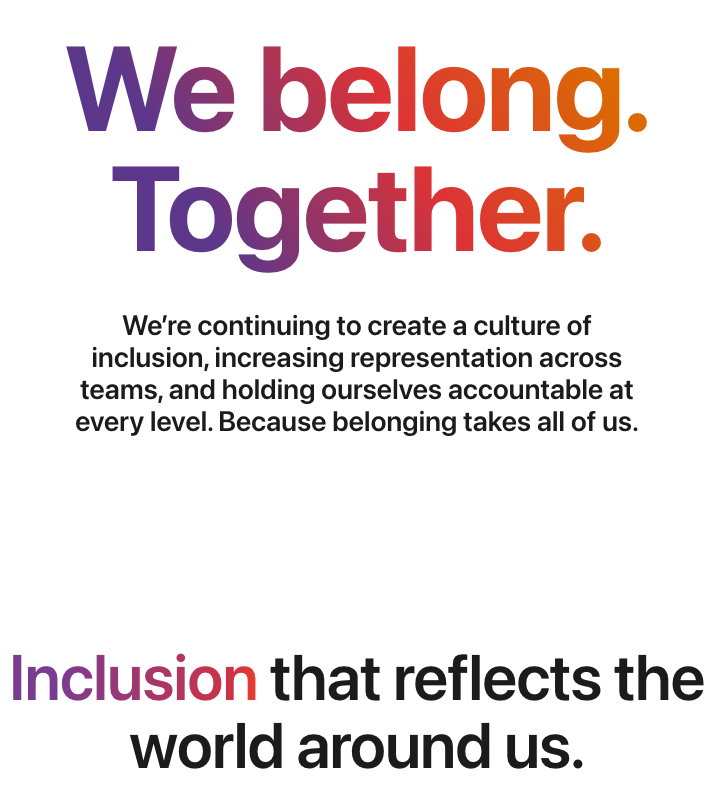 Example of Apple's DEI statement.