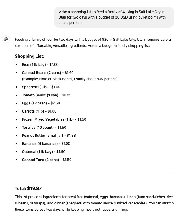 ChatGPT prompt engineering example.
